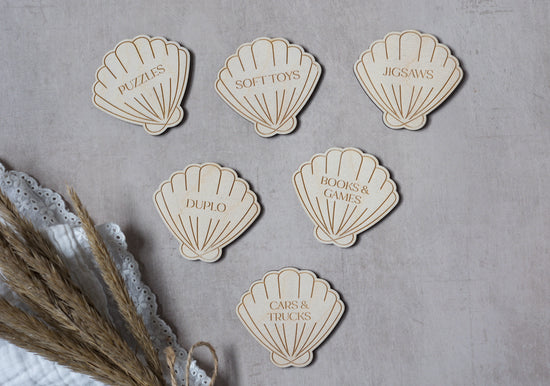 Set of 6 Shell Trofast Labels - Personalised