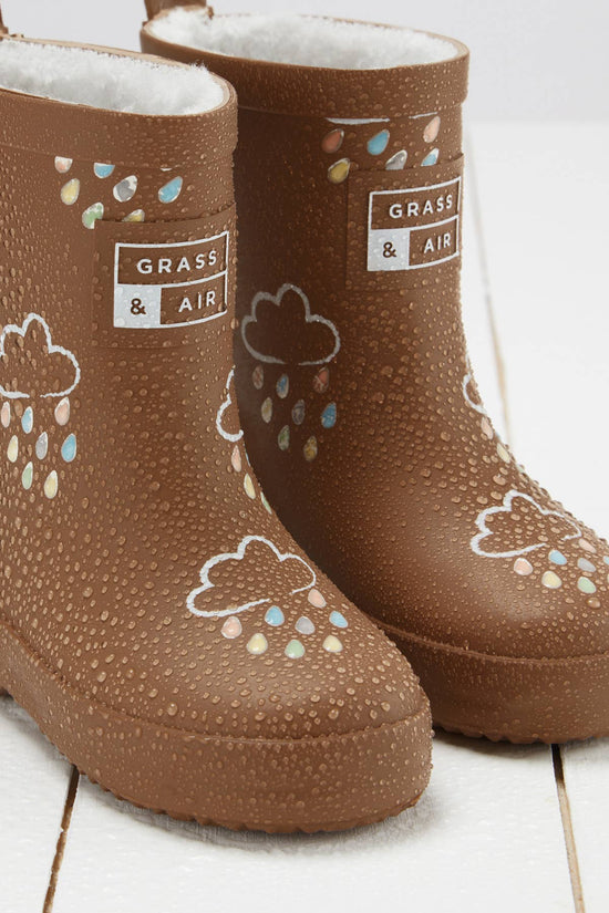 Grass & Air Colour-Changing Winter Wellies - Toffee Brown