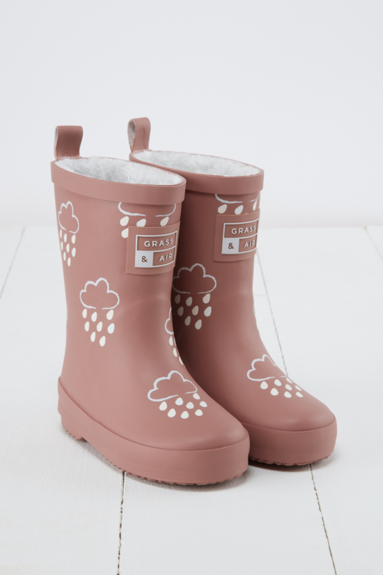 Grass & Air Colour-Changing Winter Wellies - Rose