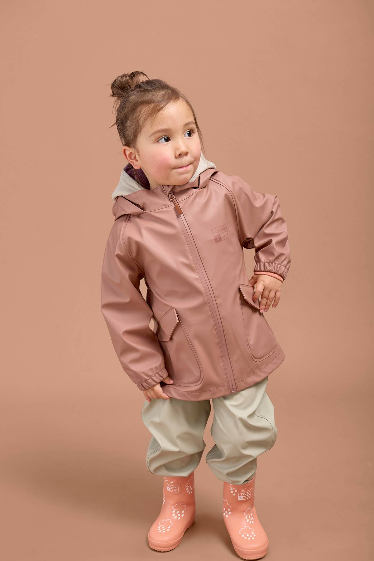 Grass Air Kids Waterproof Rain Jacket Rose Fox Bramble