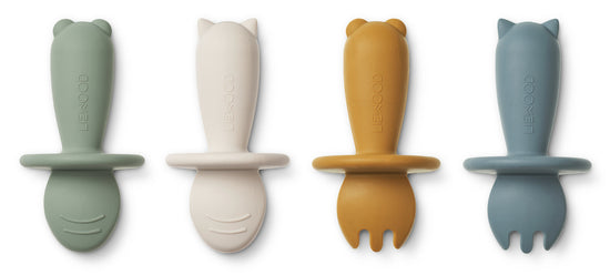 Liewood Avril Baby Cutlery 4-pack - Faune Green Multi Mix