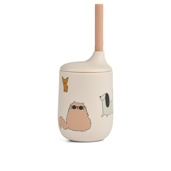 Liewood Ellis Sippy Cup - Cats & Dogs / Sandy