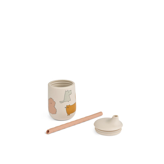 Liewood Ellis Sippy Cup - Cats & Dogs / Sandy