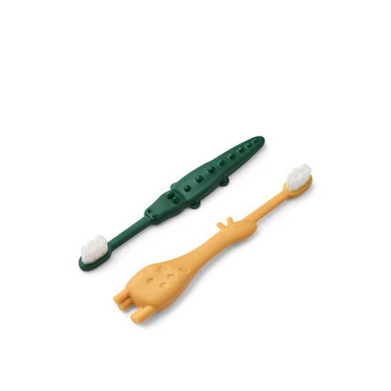 Liewood Fabio Toddler Toothbrush 2-pack - Yellow Mellow / Garden Green