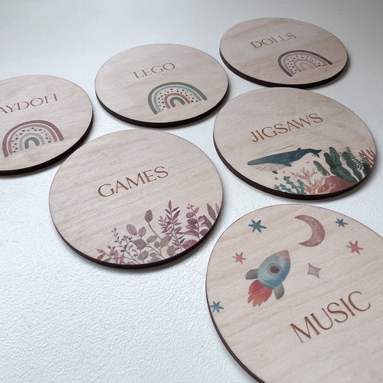 Custom Wooden Storage Labels - Choice of Designs