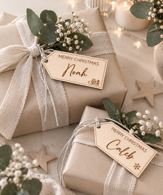 Set of 2 Personalised Wooden Gift Tags
