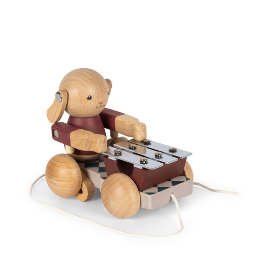 Konges Sløjd Wooden Pull Music Bunny - Bell Boy Red
