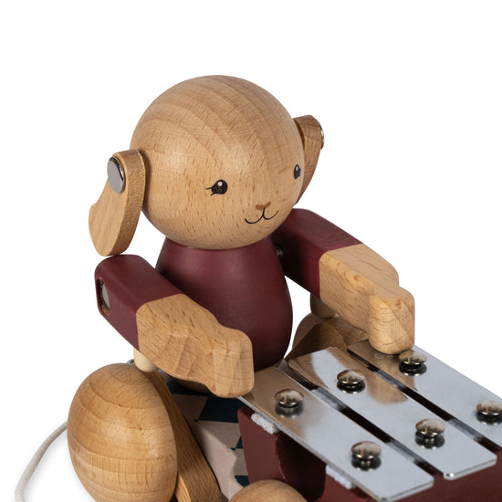 Konges Sløjd Wooden Pull Music Bunny - Bell Boy Red