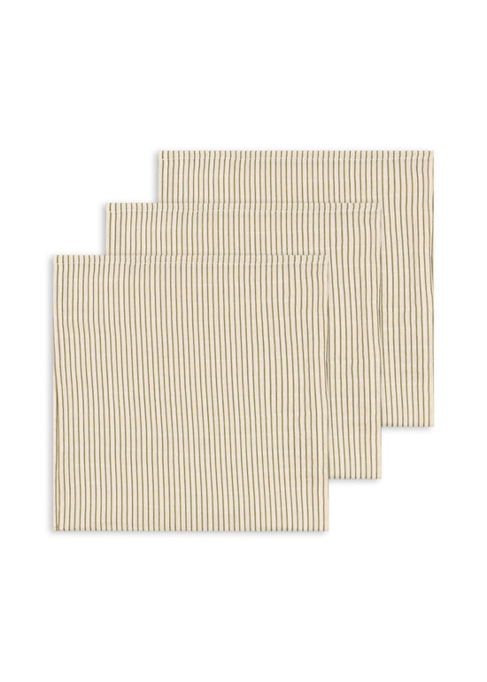 Konges Sløjd 3-pack Muslin Cloth - Tea Stripe, fox & bramble