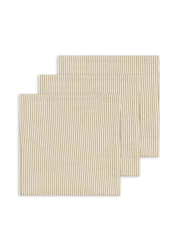 Konges Sløjd 3-pack Muslin Cloth - Tea Stripe, fox & bramble