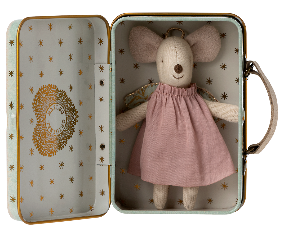 Maileg Angel Mouse in Suitcase, Little Sister