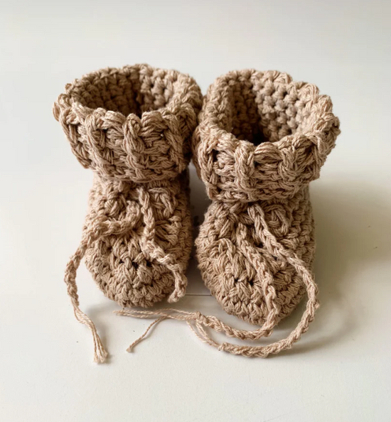 Gooseberry Fool Cotton Tie Booties - Sand