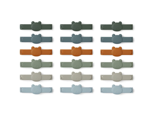 Liewood Gonza Bag Clips 18-pack - Mr Bear / Faune Green