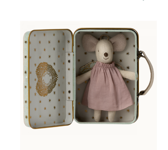 Maileg Angel Mouse in Suitcase