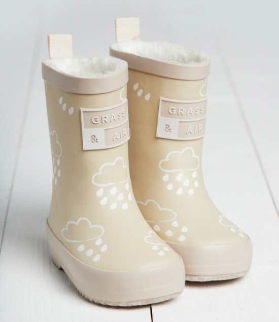 Grass & Air Colour-Changing Winter Wellies - Stone