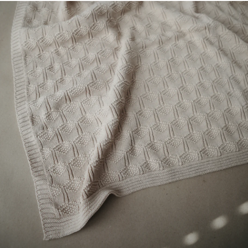 Mushie Knitted Honeycomb Baby Blanket - Beige