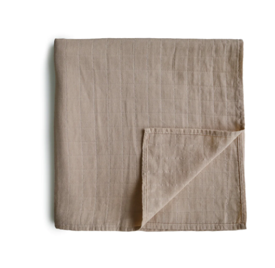 Mushie Muslin Swaddle Blanket - Natural
