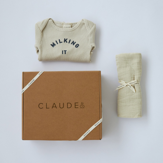 Claude & Co Onesie and Muslin Gift Set - Oat