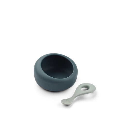 Liewood Sparia Bowl w. Spoon - Whale Blue / Dove Blue