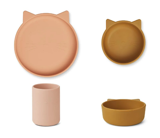 Liewood Cyrus Silicone Junior Set - Cat / Rose Mix