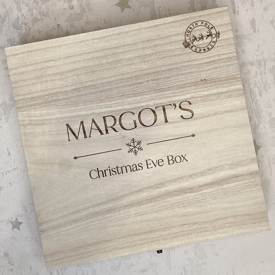 Square Personalised Wooden Christmas Eve Box
