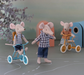 Maileg Tricycle Mouse - Big Sister with Bag, Old Rose