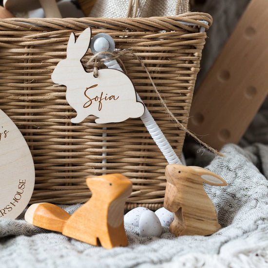 Easter Bunny Name Tags | Wooden Labels | Easter Gift Tag | Laser Engraved | UK