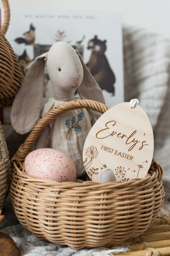 Easter Basket Tags | Floral Wooden Labels | Botanical Easter Eggs Gift Tag | Laser Engraved | UK