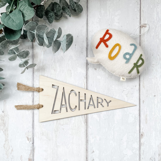 Custom Name Wooden Pennant Flag - Fox & Bramble, F+B Flag Hangings, Fox & Bramble