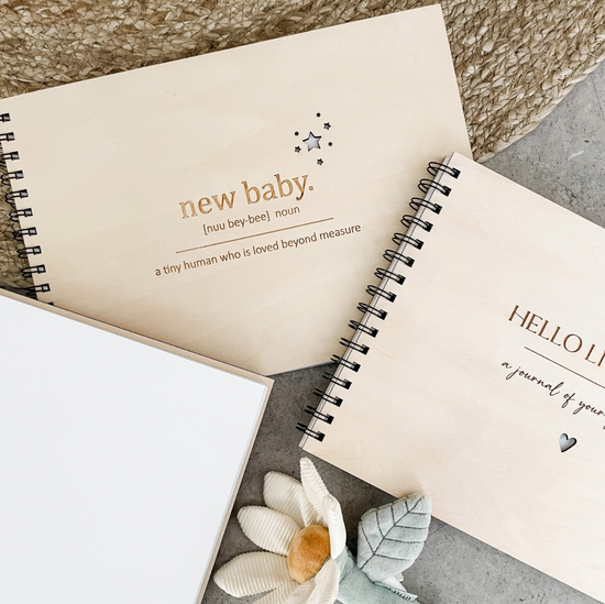 New Baby Noun Wooden Baby Journal