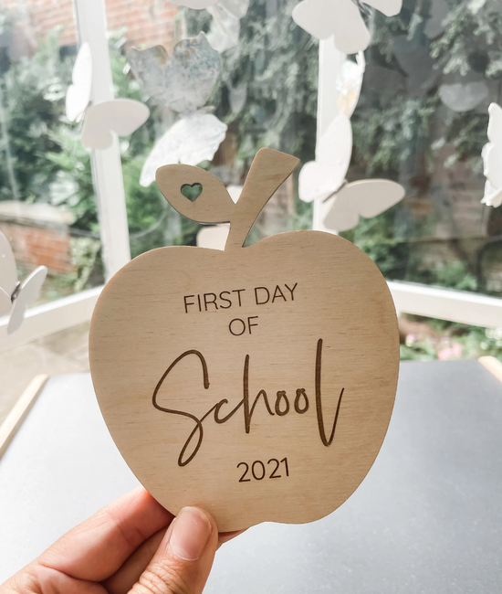 First Day of Nursery/School Plaque | Social Media Flat Lay Prop | Laser Engraved | UK