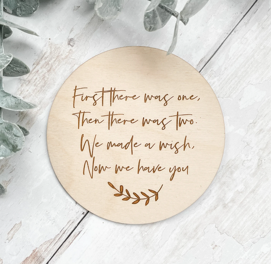 We Made A Wish New Baby Plaque | Wooden Baby Reveal | Wood Pregnancy Disc | Social Media Flat Lay Prop | Baby Shower | Laser Engraved UK