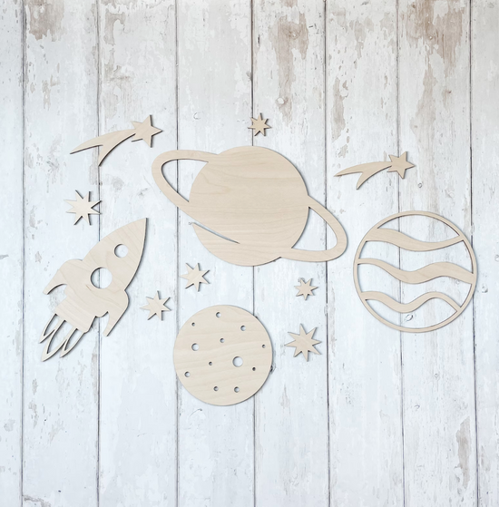 Space Wooden Wall Art | Nursery/Playroom Decor | Bedroom Decor | UK