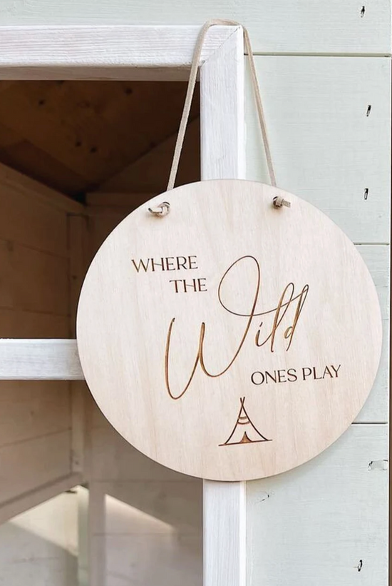 Where The Wild Ones Play Wall Hanging | Nursery/Playroom Decor | Wooden Bunting Flag | Laser Engraved | UK
