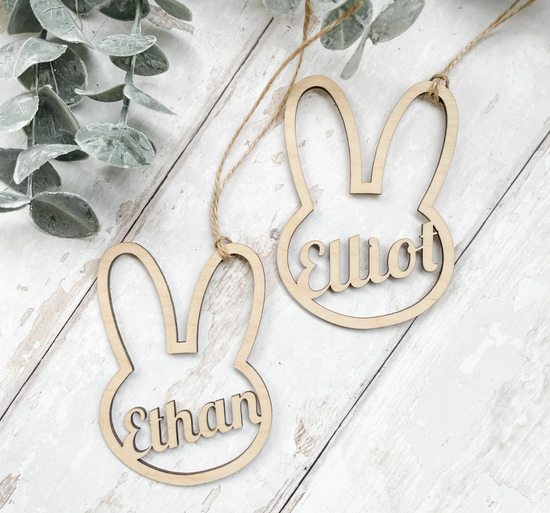 Personalised Easter Bunny Tag | Wooden Name Labels | Easter Gift Tag | Laser Engraved | UK