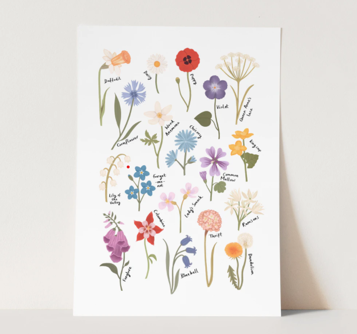 Kid of the Village A4 Wildflowers Print - Kid of the Village, Kid of the Village, Fox & Bramble