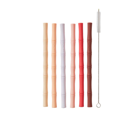 OyOy Bamboo Silicone Straws - Pack of 6; Cherry Red / Vanilla - OyOy, OyOy (Haus), Fox & Bramble