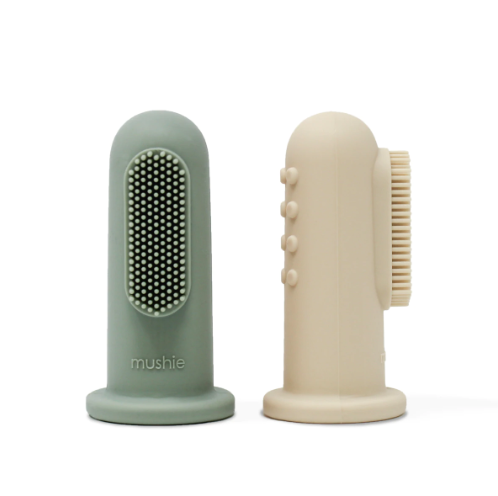 Finger Toothbrush - Cambridge Blue/Shifting Sand - Mushie, Mushie (Ivy), Fox & Bramble