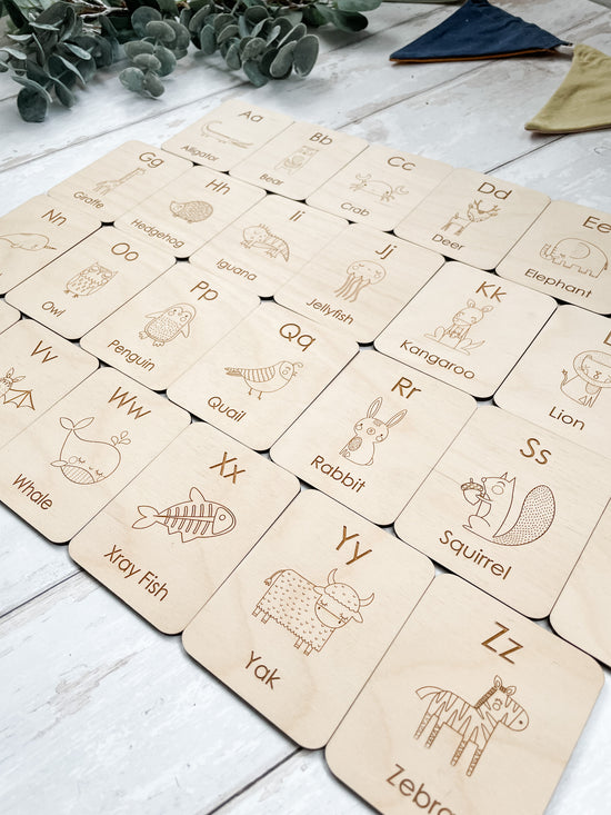 Wooden Alphabet Flashcards - Fox & Bramble, Fox + Bramble, Fox & Bramble