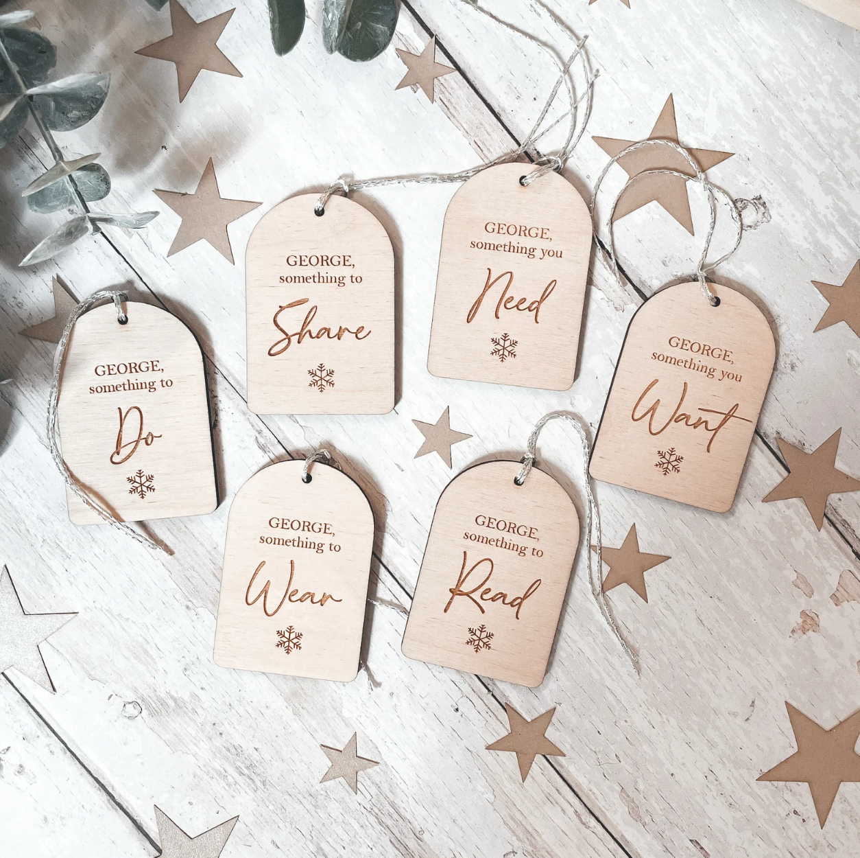 Set of 6 Personalised Wooden &